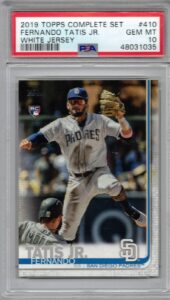 2019 topps complete set variation baseball #410 fernando tatis jr. rookie card graded psa 10 gem mint