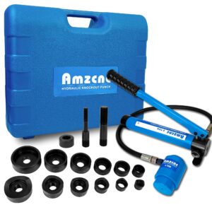 amzcnc hydraulic knockout punch electrical conduit hole cutter set ko tool kit 1/2 to 2 inch (8t(1/2"-2")), alloy steel
