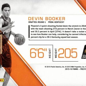 2015-16 Panini Prestige Basketball #221 Devin Booker Rookie Card