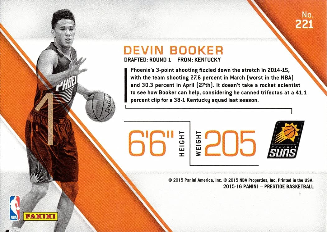 2015-16 Panini Prestige Basketball #221 Devin Booker Rookie Card