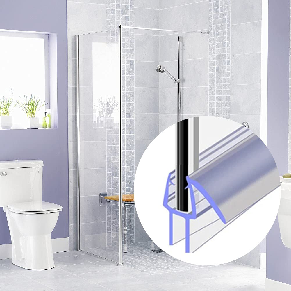 TONYRENA Frameless Shower Door Bottom Seal Strip– Stop Shower Leaks and Create a Water Barrier (1/2" x 36", Clear Vinyl)