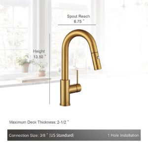 AguaStella AS59BG Brushed Gold Pull Down Bar Faucet and ASF026BG Brushed Gold Built in Soap Dispenser Combination