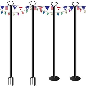 marvoware 4pcs string light poles for outdoors weather resistant,stainless steel tall,christmas decoration,light pole for house garden patio wedding cafe party(no light bulb included)