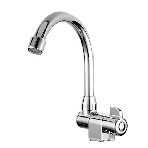 Folding Faucet, 360 Degree Rotation RV Caravan Camper Faucet, Durable Marine Camping Single Handle Faucet Cold Water Tap for Kitchen, Caravan, Yacht, Bathroom(Silver)