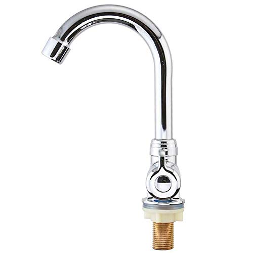 Folding Faucet, 360 Degree Rotation RV Caravan Camper Faucet, Durable Marine Camping Single Handle Faucet Cold Water Tap for Kitchen, Caravan, Yacht, Bathroom(Silver)