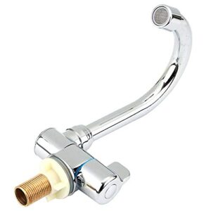 Folding Faucet, 360 Degree Rotation RV Caravan Camper Faucet, Durable Marine Camping Single Handle Faucet Cold Water Tap for Kitchen, Caravan, Yacht, Bathroom(Silver)