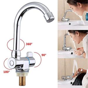 Folding Faucet, 360 Degree Rotation RV Caravan Camper Faucet, Durable Marine Camping Single Handle Faucet Cold Water Tap for Kitchen, Caravan, Yacht, Bathroom(Silver)