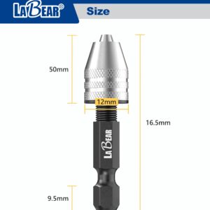 LABEAR - Drill Chuck Keyless Mini Adapter ¼ Inch Hex Shank | 0.3-3.2mm Capacity for Micro Drill Bits For Cordless Screwdrivers, Drills, and Power DIY Tools