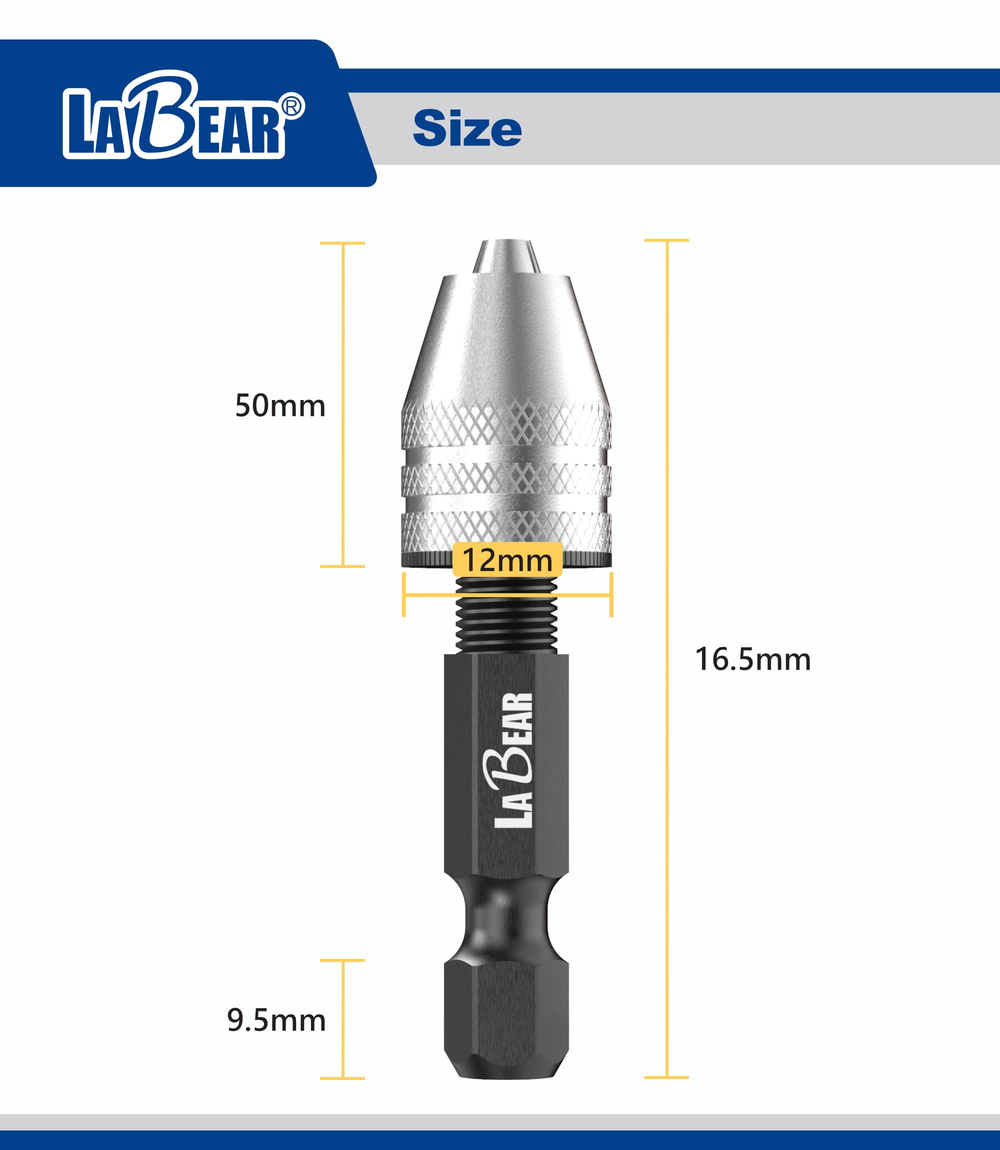 LABEAR - Drill Chuck Keyless Mini Adapter ¼ Inch Hex Shank | 0.3-3.2mm Capacity for Micro Drill Bits For Cordless Screwdrivers, Drills, and Power DIY Tools