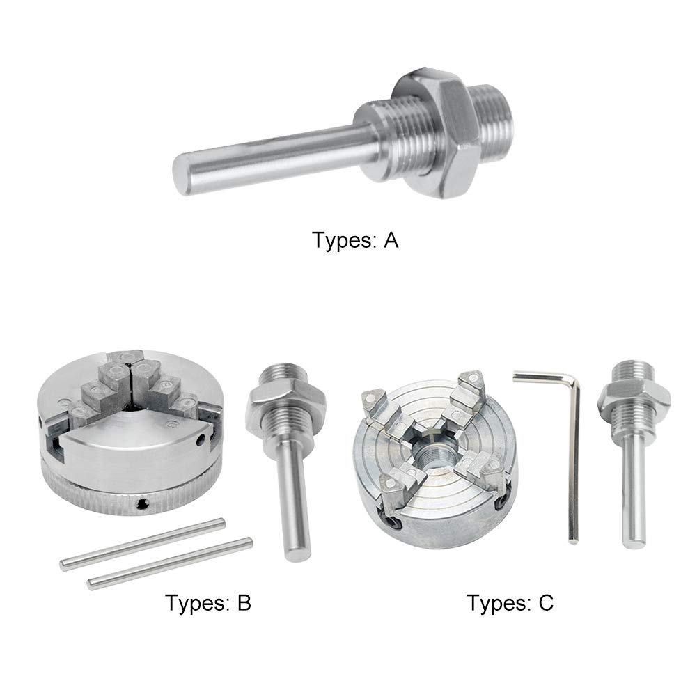 Mini Lathe Chuck Set, 3/4 Jaw Mini Lathe Chuck Self Centering Lathe Chuck Connecting Rod Zinc Alloy Z011 Extension Three Four Jaw Chuck and Connecting Rod Set, Electric Drill Chuck(size:Type B)