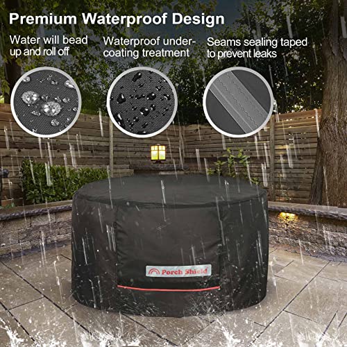 Porch Shield UV-Resistant Patio Fire Pit Cover - Waterproof Round 36 inch Outdoor Fire Bowl Cover, Black