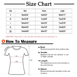 Bravetoshop T Shirt for Women Summer V Neck Short Sleeve Printed Casual Loose Fit Blouse Tops (Red,M)