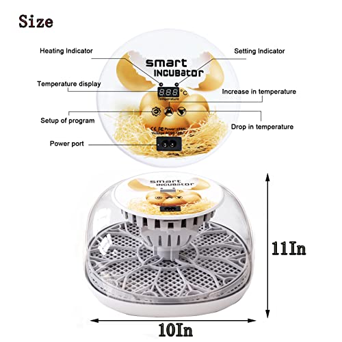 Egg Incubators, 12 Eggs Chicken Incubators Farm Poultry Hatcher Machine, Automatic Egg Turning Temperature Control for Hatching Eggs Chicken Duck Goose Quail Parrot Turkey