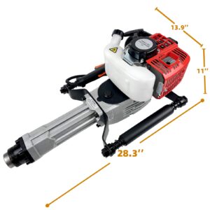 Pile Driver Hammer - JACKCHEN 2 Stroke 52CC Gas Powered T Post Driver Hammer Drills, Air Cooling Single Cylinder Gasoline Petrol Garden Fencing Tool Machine with 2 Post Driving Head