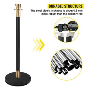 VEVOR Crowd Control Stanchion 6Pcs, Velvet Ropes and Posts, Black Velvet Rope, Stanchion Post Crowd Control Barriers Silver Stanchions, Red Carpet Poles, Crowd Control Ropes and Poles for Party