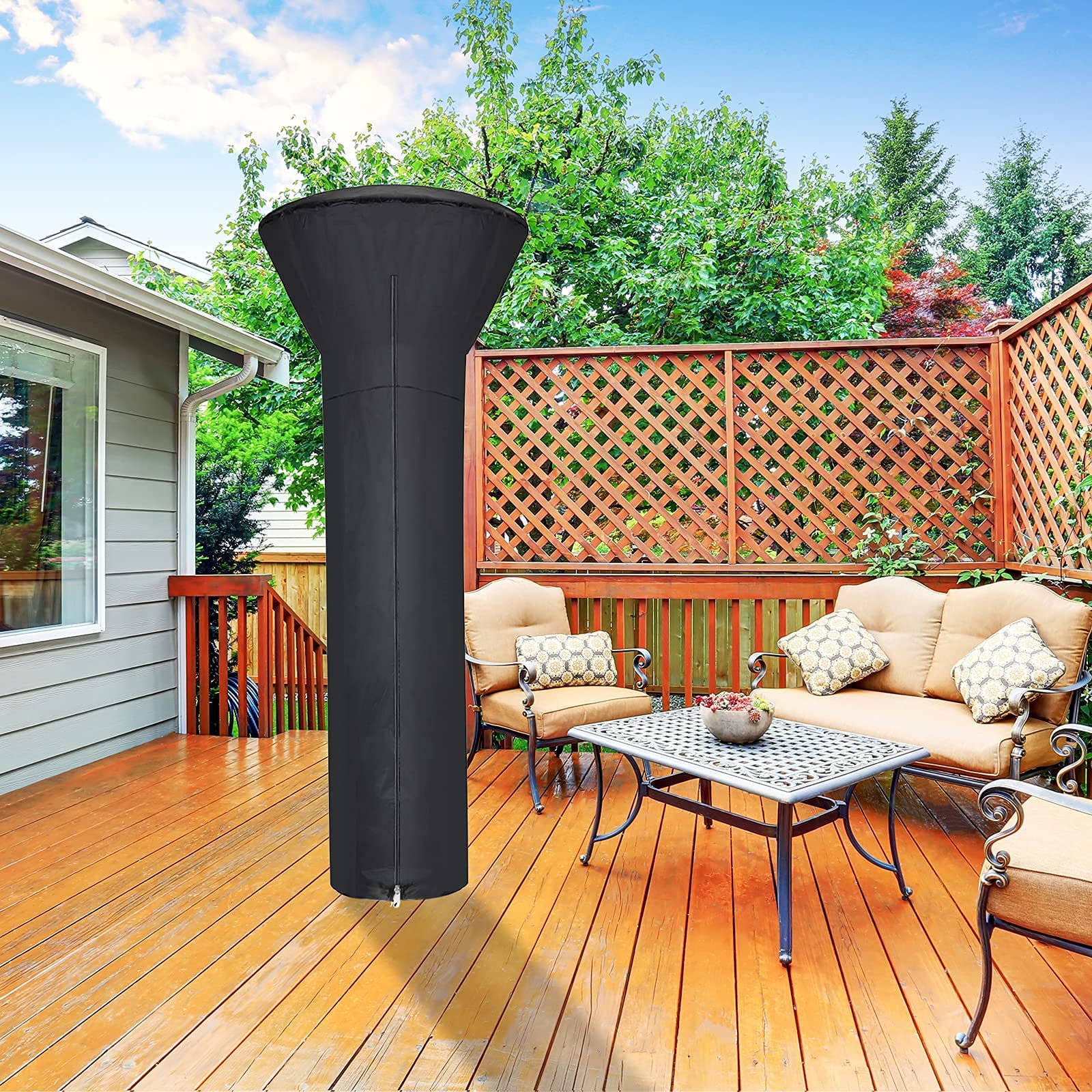 Shieldo Patio Heater Covers Waterproof with Zipper Outdoor Heater Cover Heavy Duty Tear-Proof, Anti-Snow, Wind-Resistant Dust-Proof Cover for Patio Heater 89"x 33"x 27"