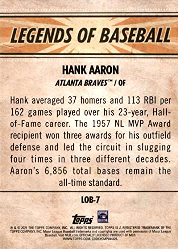 2021 Topps Opening Day Legends of Baseball #LOB-7 Hank Aaron Atlanta Braves Baseball Card