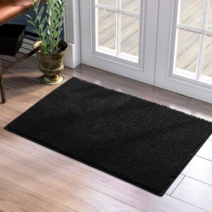 homeideas door mats indoor, 24"x36" super absorbent non slip rugs for entryway, front back welcome doormat dirt trapper (black)