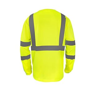 LX Reflective Safety Long Sleeve Shirt - High Visibility, Fast Dry Mesh, Unisex, Yellow, For Work & Outdoor Activities, Class 3