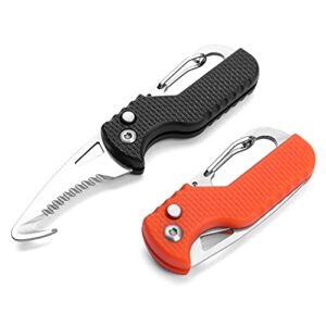 itokey edc pocket folding knife, 2 pack small keychain knives, box seatbelt cutter, rescue edc gadget, key chains for women men everyday carry