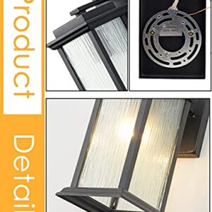 VOCLDFA Outdoor Wall Lantern Waterproof Wall Mount Light Fixture Outdoor Wall Porch Light with Bark Grain Glass, E26 Base Outdoor Wall Sconce in Matte Black for House Wall, Patio, Doorway