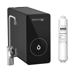 waterdrop d6 reverse osmosis system with wd-mnr35 remineralization filter, tankless, 600 gpd, 2:1 pure to drain, smart led faucet, reduce tds, high flow, usa tech support, bundle