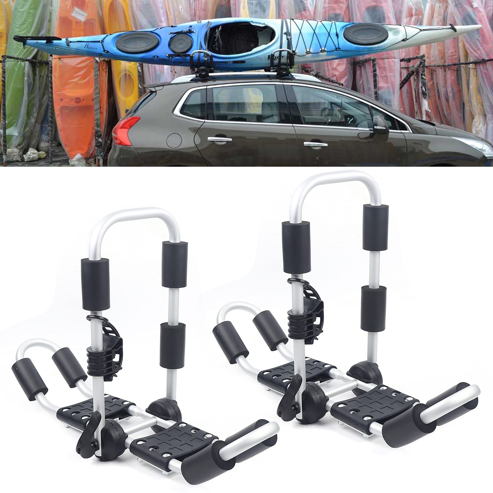 Kayak Roof Rack 3 in 1 Kayak Rack Universal Roof Rack Carrier Canoe Holder Foldable Fitment Hull for Canoe Ski Surfboard