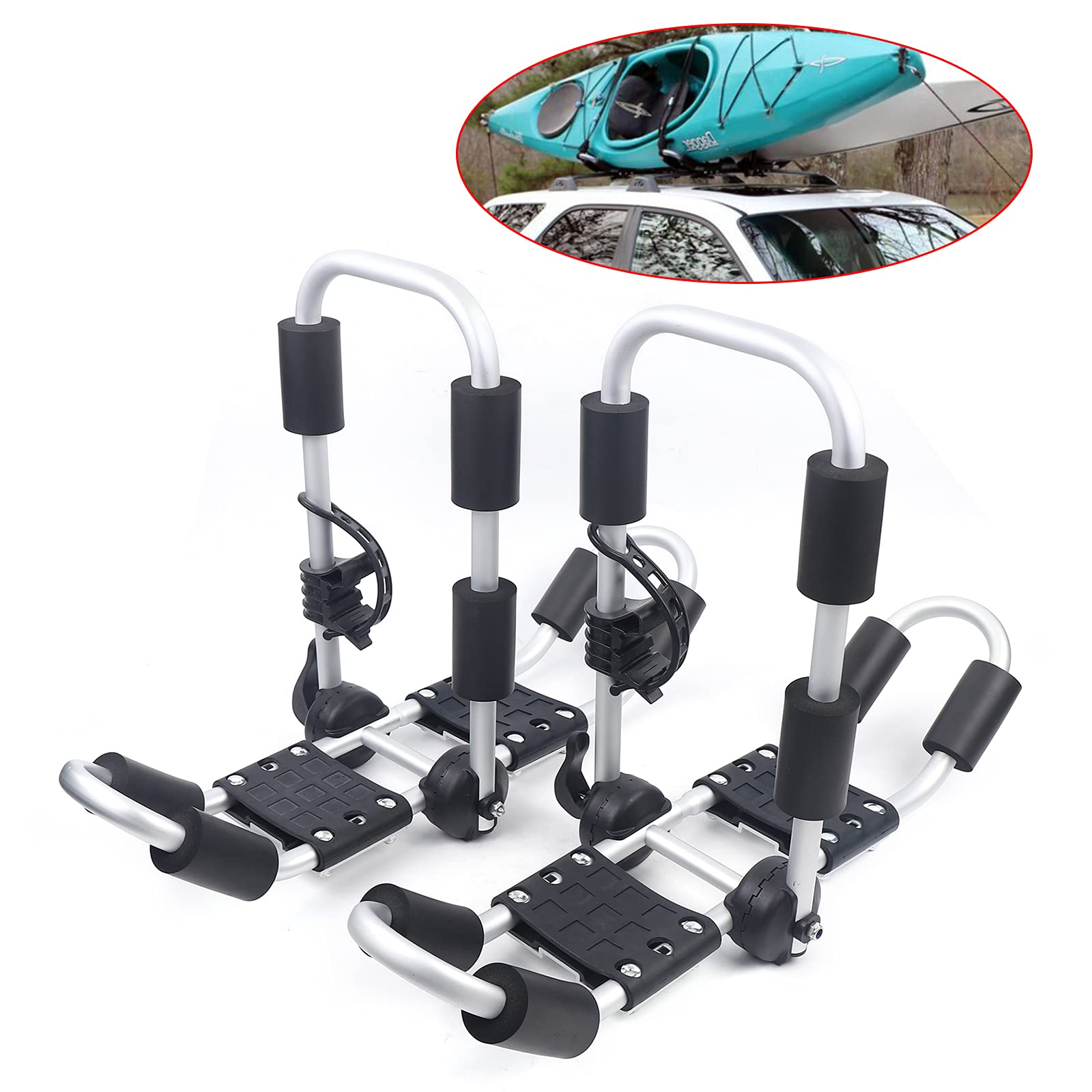 Kayak Roof Rack 3 in 1 Kayak Rack Universal Roof Rack Carrier Canoe Holder Foldable Fitment Hull for Canoe Ski Surfboard