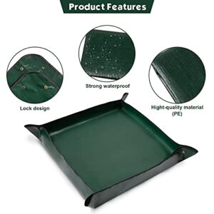 AvoKor 2PCS Gardening Mat Foldable Plant Mat Square Waterproof Gardening Mat Transplanting Plant Repotting Mat for Indoor Bonsai Succulent Plant Care (Dark Green，26.7 x 26.7 in) (Dark Green)