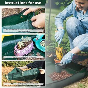 AvoKor 2PCS Gardening Mat Foldable Plant Mat Square Waterproof Gardening Mat Transplanting Plant Repotting Mat for Indoor Bonsai Succulent Plant Care (Dark Green，26.7 x 26.7 in) (Dark Green)