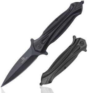 doom blade edc spring assist folding pocket knife,glass breaker, cool knives for outdoor camping - military style - tactical knife with liner lock
