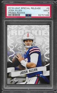 2018 josh allen rookie leaf prized graded psa mint 9 bills all star quarterback