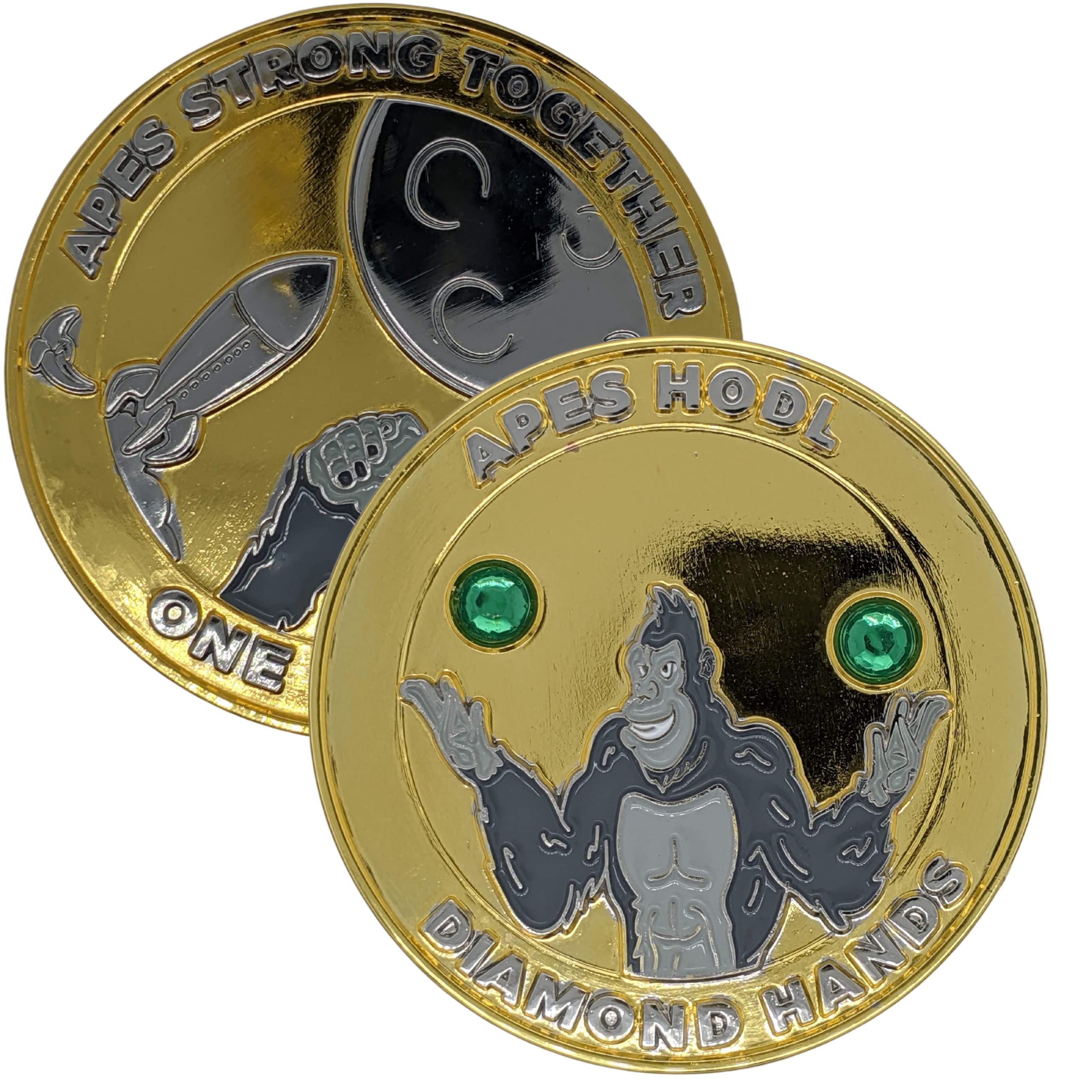 DFE Apes HODL | Diamond Hands | to The Moon 2 Challenge Coin (Green)