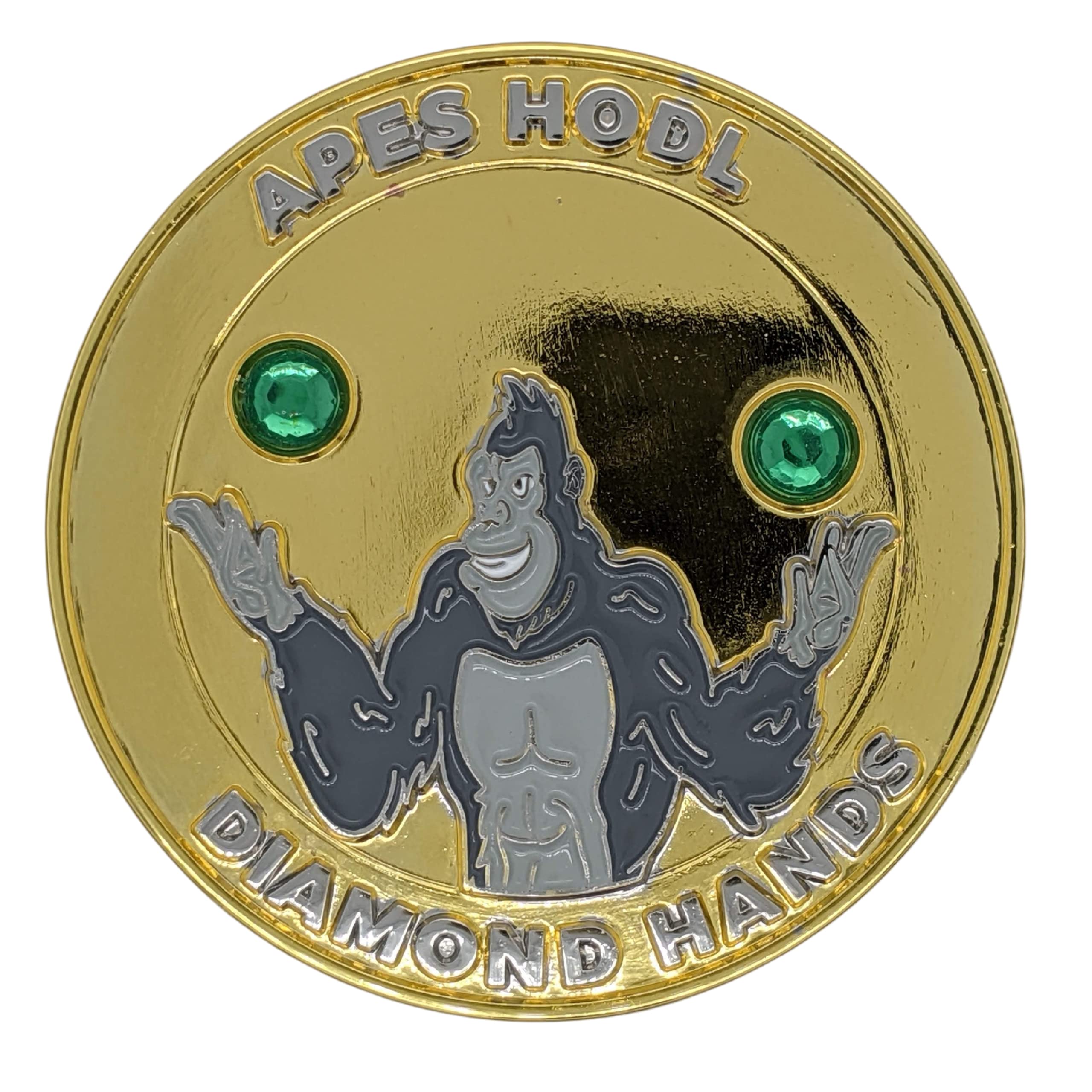 DFE Apes HODL | Diamond Hands | to The Moon 2 Challenge Coin (Green)