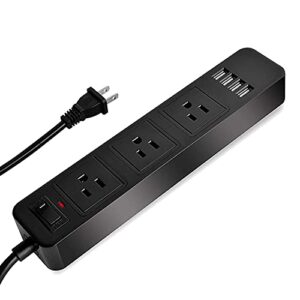 2 prong power strip , 6.6ft braided extension cord, aogitke 3 prong to 2 prong polarized plug outlet adapter, 3 ac outlets & 4 usb(5v 4a total) , perfect for non-grounded outlets old house