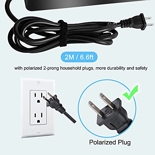 2 Prong Power Strip , 6.6ft Braided Extension Cord, AOGITKE 3 Prong to 2 Prong Polarized Plug Outlet Adapter, 3 AC Outlets & 4 USB(5V 4A Total) , Perfect for Non-Grounded Outlets Old House