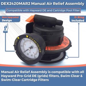 Swimables DEX2420MAR2 Manual Air Relief Assembly - Compatible with Hayward DE and Cartridge Pool Filter - Works with Pro Grid, Swim Clear and Swimclear Cartridge Filters- New Upgraded Design