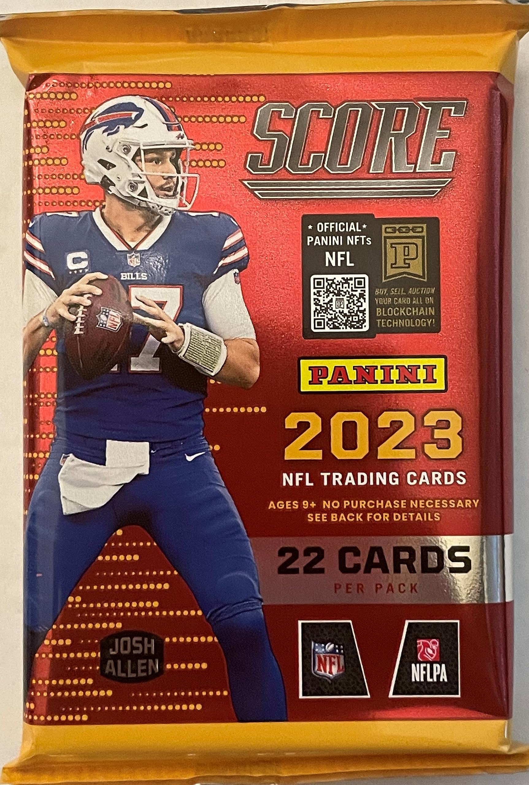 NEW 2023 Panini SCORE Football Cards (3) THREE FACTORY SEALED PACKs w/ 22 Cards Per Pack - 66 CARDS - Plus Novelty Mahomes Card Pictured