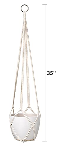 Dahey Macrame Plant Hanger Indoor Hanging Planter Basket Handmade Woven Cotton Rope Flower Pot Decorative Crochet Plant Holder Stand for Boho Home Decor No Tassels,35 Inch,Set of 2