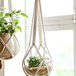 Dahey Macrame Plant Hanger Indoor Hanging Planter Basket Handmade Woven Cotton Rope Flower Pot Decorative Crochet Plant Holder Stand for Boho Home Decor No Tassels,35 Inch,Set of 2