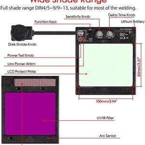 TEKWARE Large Viewing True Color Solar Powered Auto Darkening Welding Helmet, Hemispherical 4C lense, 4 Arc Sensor Wide Shade Range 4/5-9/9-13 Luminous Welder Mask for Mig Tig Arc Grinding Plasma