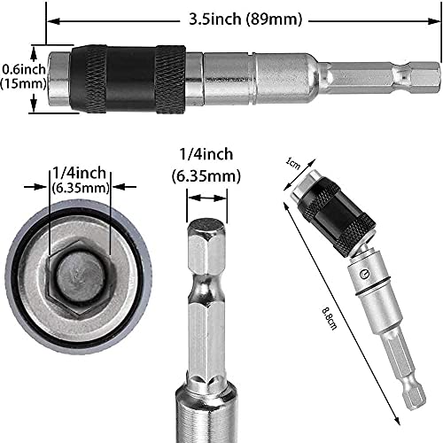 MXiiXM® Flexible Drill Bit Extension Pivot Bit Holder Set, 3Pcs Drill Bit Holder and 2Pcs Hex Pivoting Bit Tip Holder with Ring, Flexible Magnetic Screwdriver Bit for Tight Spaces or Corners