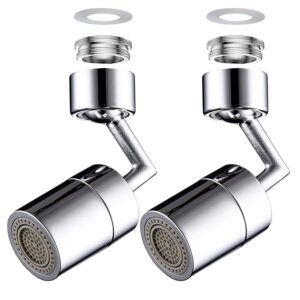 2 pack dual-function 2-flow sprayer faucet head, 720 degree swivel faucet aerator, large-angle rotating splash filter faucet, faucet replacement part-55/64-27uns inch female thread faucet