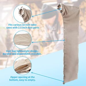 Table Saw Dust Collector Bag for Bosch/Rigid/Ryobi/DeWalt/Kobalt/Skilsaw/Craftsman/Porter/Cable/Delta/Makita/Metabo 10" TableSaws | Universal 2.5" inch Dust Port (1 Pack)