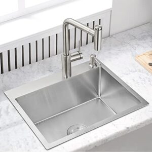 POPFLY 23 Inch Kitchen Sink,18 Gauge Drop In Bar Prep Small Sink, Top mount 304 Stainless Steel Single Bowl Deep Sink,Brushed（23x18x9）