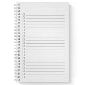 Softcover Can And Will 5.5" x 8.5" Motivational Spiral Notebook/Journal, 120 Checklist Pages, Durable Gloss Laminated Cover, White Wire-o Spiral. Made in the USA