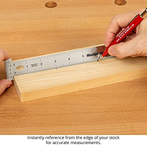 Woodpeckers Hook Rule with Rack-It, 6 Inch, Precision Rulers for Woodworking, Carpentry