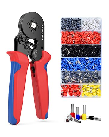 TUBTAP Ferrule Crimping Tool Kit - with 1200PCS Wire Ferrules - Terminal Crimper for Electricians [AWG 23-7]- Wire Ferrule Kit for Wire-End Ferrules, 0.25-10 mm²