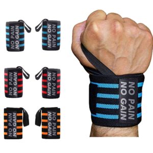 6 Pieces Wrist Wraps Wrist Straps Wrist Braces Wrist Support Compression Bands with Thumb Loops for Weightlifting, Working Out, Carpal Tunnel Relief, Workout, Weight Lifting, Men & Women (18")