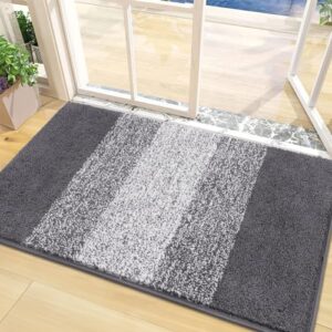 Vaukki Indoor Doormat Entryway Door Rug, Non Slip Absorbent Mud Trapper Mat Inside Floor Mat, Washable Small Door Carpet for Entryway (Grey, 24"x36")